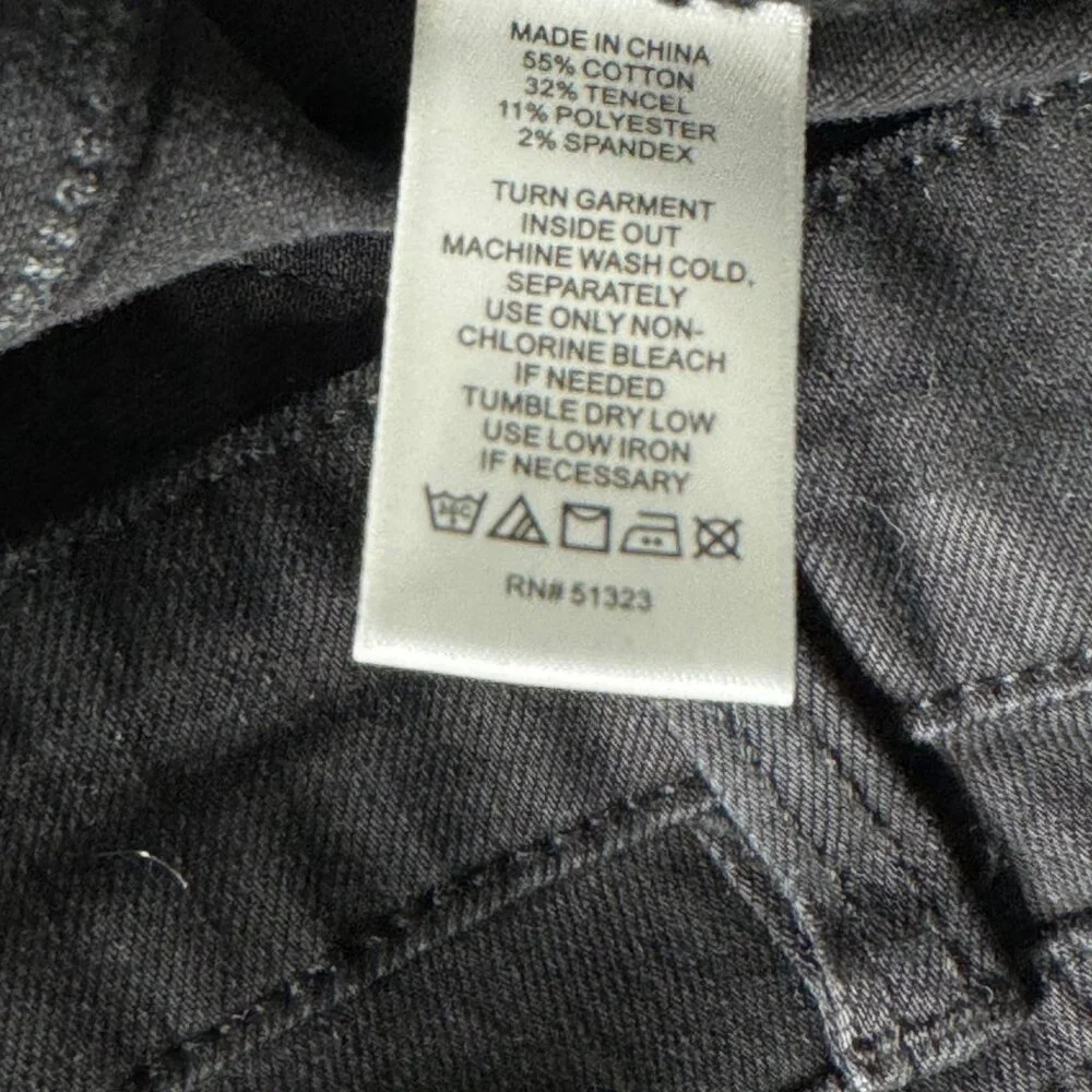 1.STATE Frayed Released Hem Skinny Black Jeans Womens Size 27 Super Wash Denim - Picture 8 of 12